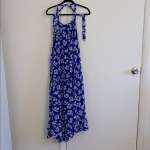 Halter Blue Flowered Sun Dress